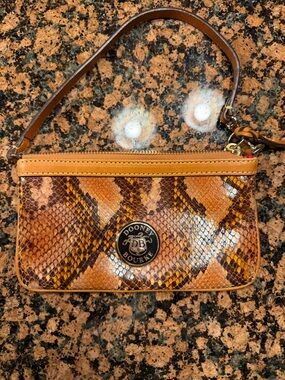 Dooney & Bourke Brown Tan Snake-Print Wristlet